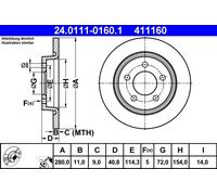 2 x ATE 24.0111-0160.1 Disco freno per MAZDA