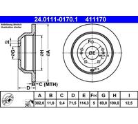 2 x ATE 24.0111-0170.1 Disco freno per HYUNDAI,KIA