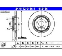 2 x ATE 24.0112-0156.1 Disco freno per CITROËN,FIAT,LANCIA,PEUGEOT