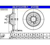 2 x ATE 24.0112-0159.1 Disco freno per AUDI