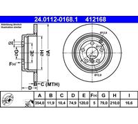 2 x ATE 24.0112-0168.1 Disco freno per LAND ROVER