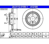 2 x ATE 24.0112-0189.1 Disco freno per CHEVROLET,DAEWOO,OPEL,VAUXHALL