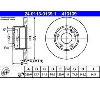 2 x ATE 24.0113-0139.1 Disco freno per BMW