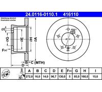 Disco freno ATE 24.0116-0110.1 posteriore, completo, altamente carbonizzato, 1 pezzo
