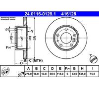 2 x ATE 24.0116-0128.1 Disco freno per IVECO
