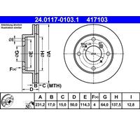 2 x ATE 24.0117-0103.1 Disco freno per SUBARU,SUZUKI