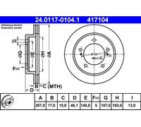 2 x ATE 24.0117-0104.1 Disco freno per SUZUKI