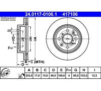 2 x ATE 24.0117-0106.1 Disco freno per OPEL,SUBARU,SUZUKI,VAUXHALL
