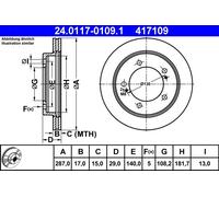 2x Disco freno ventilato 24.0117-0109.1 ATE per SUZUKI GRAND VITARA I