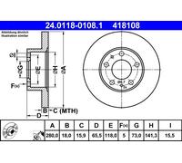2 x ATE 24.0118-0108.1 Disco freno per CITROËN,FIAT,PEUGEOT