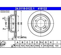 2 x ATE 24.0118-0122.1 Disco freno per ISUZU,OPEL,VAUXHALL