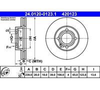 2 x ATE 24.0120-0123.1 Disco freno per AUDI,SEAT,VW