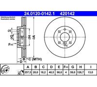 2 x ATE 24.0120-0142.1 Disco freno per ALFA ROMEO,FIAT,LANCIA
