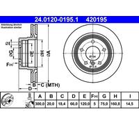 ATE Disco freno 24.0120-0195.1 posteriore ventilato altamente carbonizzato 1 pezzo
