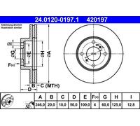 2x Disco freno ventilato 24.0120-0197.1 ATE per SUZUKI BALENO Hatchback LIANA