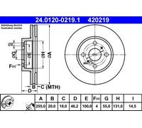 2 x ATE 24.0120-0219.1 Disco freno per ASTON MARTIN,TOYOTA