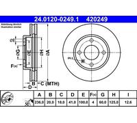 2 x ATE 24.0120-0249.1 Disco freno per OPEL,VAUXHALL