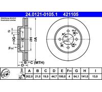 2 x ATE 24.0121-0105.1 Disco freno per HONDA,MG,ROVER