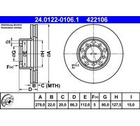 COPPIA DISCHI FRENO ANT ATE MERCEDES-BENZ SL Coupé 350 C 147KW 72>76 24012201061