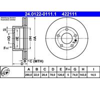 2 x ATE 24.0122-0111.1 Disco freno per BMW