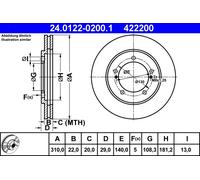 2 x ATE 24.0122-0200.1 Disco freno per SUZUKI