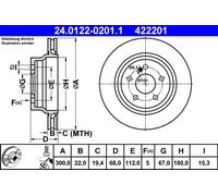 2 x ATE 24.0122-0201.1 Disco freno per MERCEDES-BENZ
