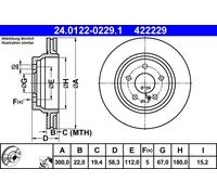 2 x ATE 24.0122-0229.1 Disco freno per MERCEDES-BENZ