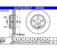 2 x ATE 24.0122-0232.1 Disco freno per MERCEDES-BENZ