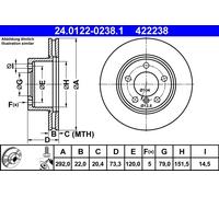 2 x ATE 24.0122-0238.1 Disco freno per BMW
