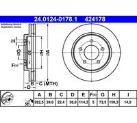 2 x ATE 24.0124-0178.1 Disco freno per CHRYSLER