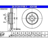 2 x ATE 24.0124-0198.1 Disco freno per FORD