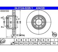 2 x ATE 24.0124-0228.1 Disco freno per IVECO
