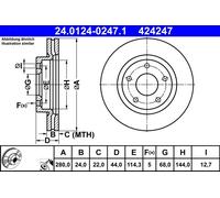 2 x ATE 24.0124-0247.1 Disco freno per NISSAN