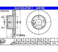 2 x ATE 24.0125-0100.1 Disco freno per BMW