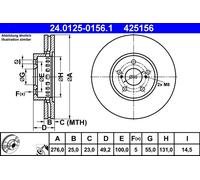 2 x ATE 24.0125-0156.1 Disco freno per TOYOTA
