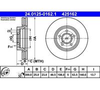 2 x ATE 24.0125-0162.1 Disco freno per FORD,VOLVO