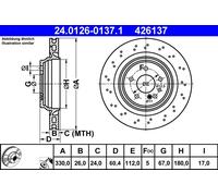 2 x ATE 24.0126-0137.1 Disco freno per MERCEDES-BENZ