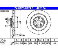 2 x ATE 24.0126-0174.1 Disco freno per JAGUAR