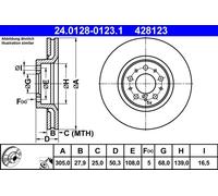 2 x ATE 24.0128-0123.1 Disco freno per VOLVO