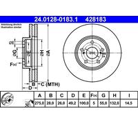 Disco freno ATE 24.0128-0183.1 anteriore, ventilato, 1 Pezzo