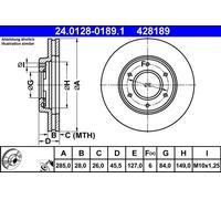 2 x ATE 24.0128-0189.1 Disco freno per TOYOTA
