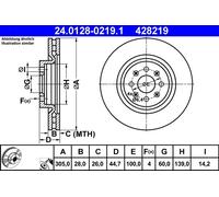 COPPIA DISCHI FRENO ANT ATE ABARTH PUNTO EVO 1.4 120KW 09>12 24012802191