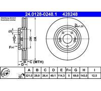 2 x ATE 24.0128-0248.1 Disco freno per HYUNDAI,KIA