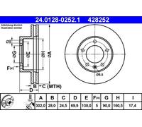 2 x ATE 24.0128-0252.1 Disco freno per NISSAN,OPEL,RENAULT,VAUXHALL