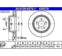 2 x ATE 24.0128-0270.1 Disco freno per JEEP