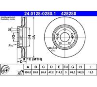 2 x ATE 24.0128-0280.1 Disco freno per KIA
