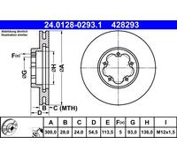 2 x ATE 24.0128-0293.1 Disco freno per FORD