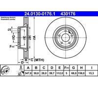 2 x ATE 24.0130-0176.1 Disco freno per AUDI