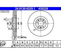 2 x ATE 24.0130-0229.1 Disco freno per PEUGEOT