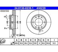 Disco freno ATE 24.0130-0239.1 anteriore, ventilato, altamente carbonizzato, 1 Pezzo